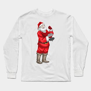 Santa Claus Christmas Bodybuilder Long Sleeve T-Shirt